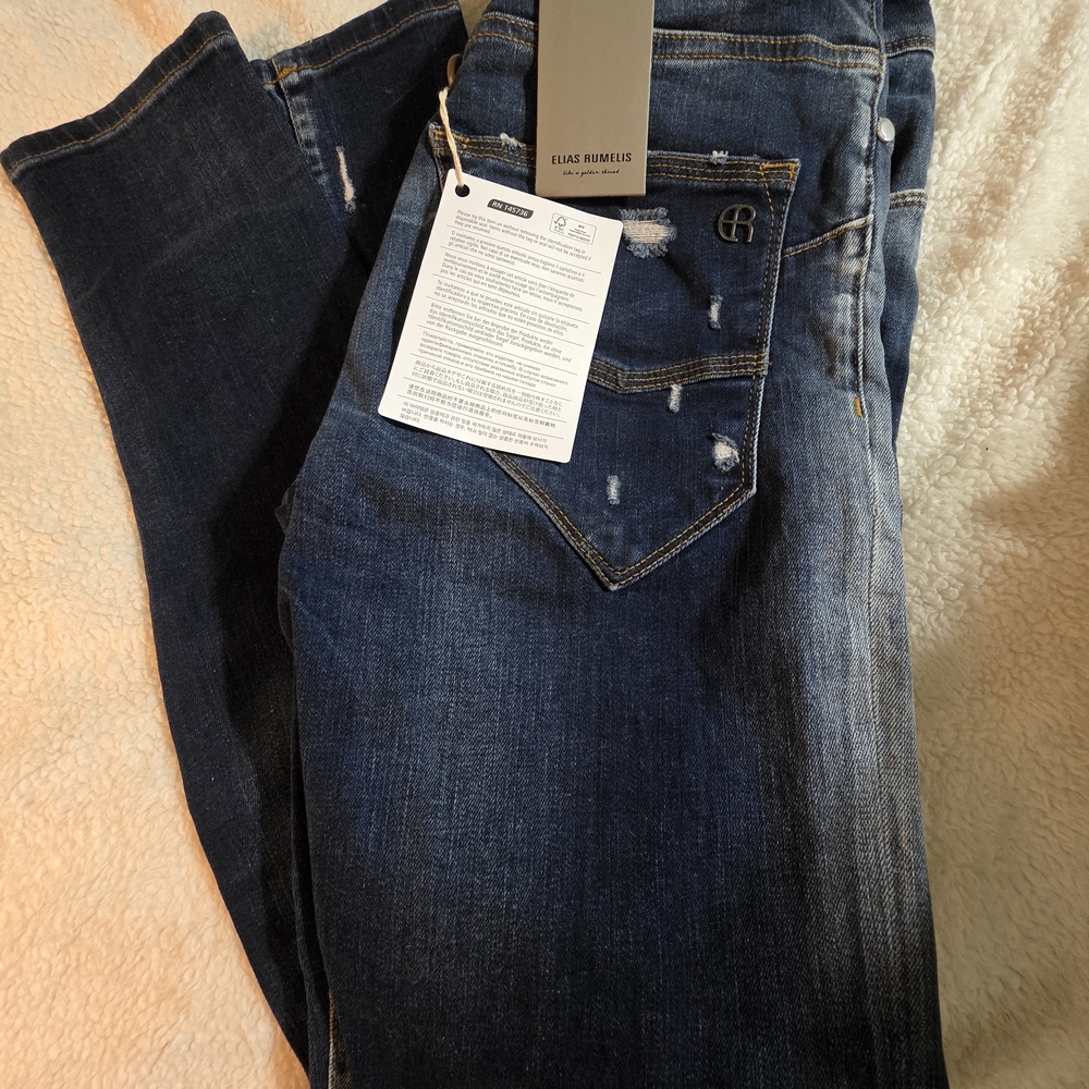 ELIAS RUMELIS Distressed Stretch Skinny Jeans